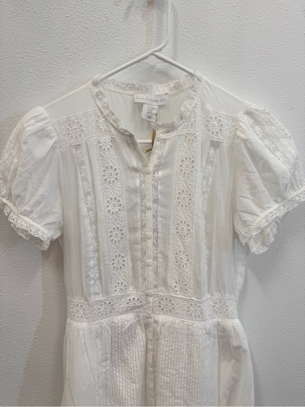 NWT House of Harlow 1960 White Eyelet Maxi Dress XS - Picture 6 of 7